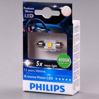 Автолампа светодиодная PHILIPS C5W FEST X-TREMEVISION LED 4000K 1W 38mm (2шт.)